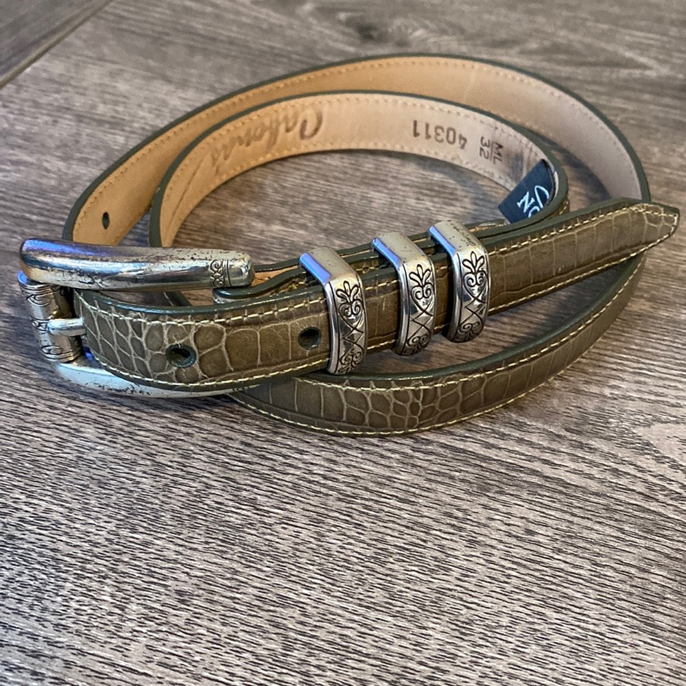 Brighton olive green belt silver buckle ML/32